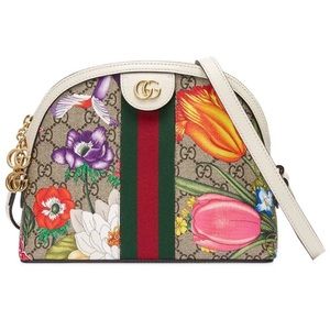Gucci Multicolor Small Ophidia Floral Pattern GG Logo Shoulder Bag